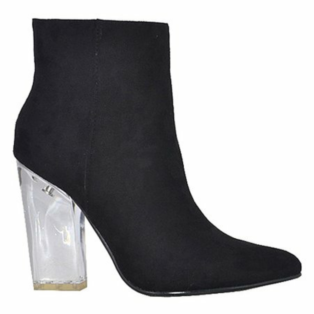Black Faux Suede Booties